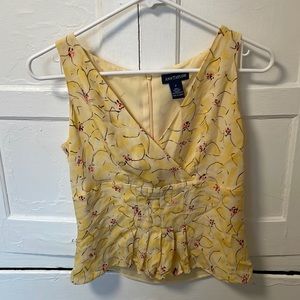 Vintage Ann Taylor Silk floral shirt tank top with zipper